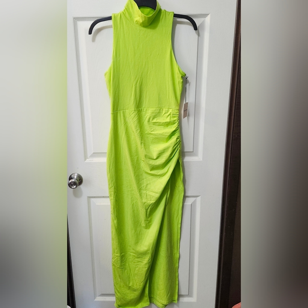 NWT Revolve Superdown Green Janet Slit Bodycon Sleeveless Turtleneck Dress Sz XS - Picture 4 of 9
